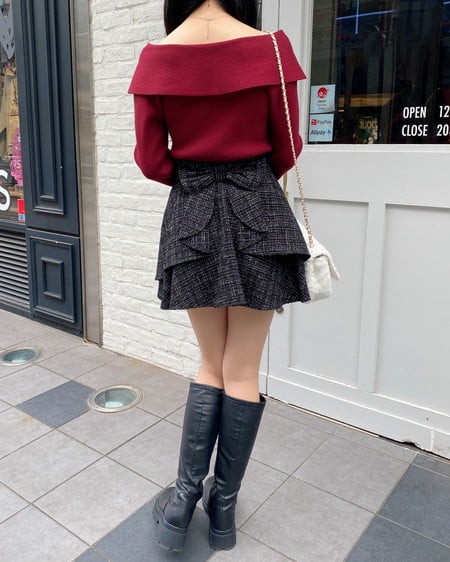 INGNI（イング） フロントツイストオフショルニット ﾎﾞﾙﾄﾞｰ