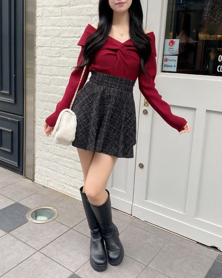 INGNI（イング） フロントツイストオフショルニット ﾎﾞﾙﾄﾞｰ