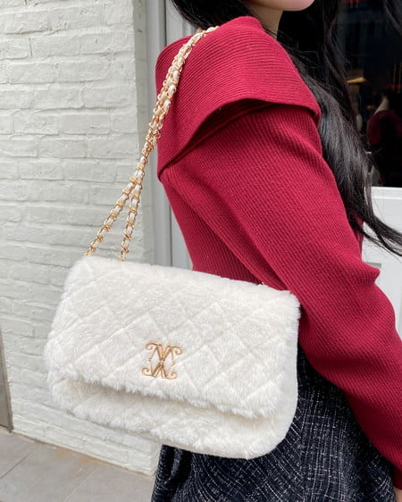 フェイクファーキルティングショルダーバッグ