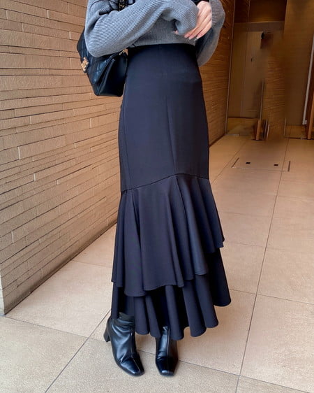 INGNI(イング) バックレースアップアシメティアードスカート クロ