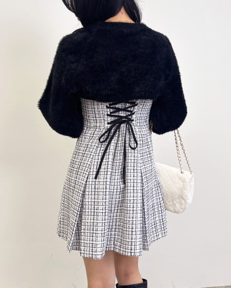 INGNI（イング） バックレースアップツイードミニキャミワンピース ｵﾌｸﾛ/ﾂｲｰﾄﾞ
