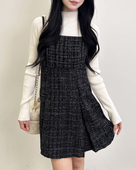 INGNI(イング) バックレースアップツイードミニキャミワンピース