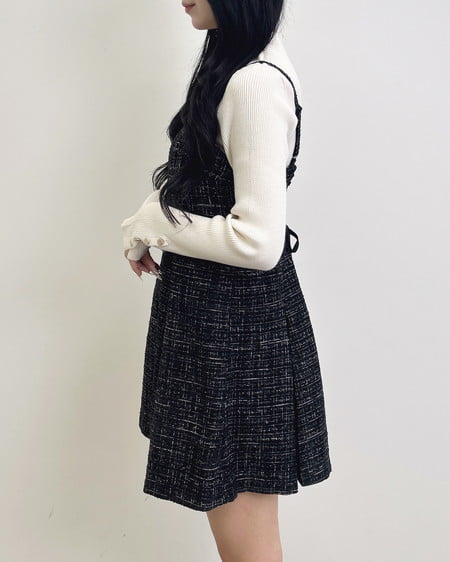 INGNI（イング） バックレースアップツイードミニキャミワンピース ｸﾛｵﾌ/ﾂｲｰﾄﾞ