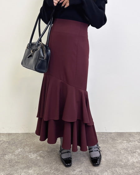 INGNI(イング) バックレースアップアシメティアードスカート ボルドー