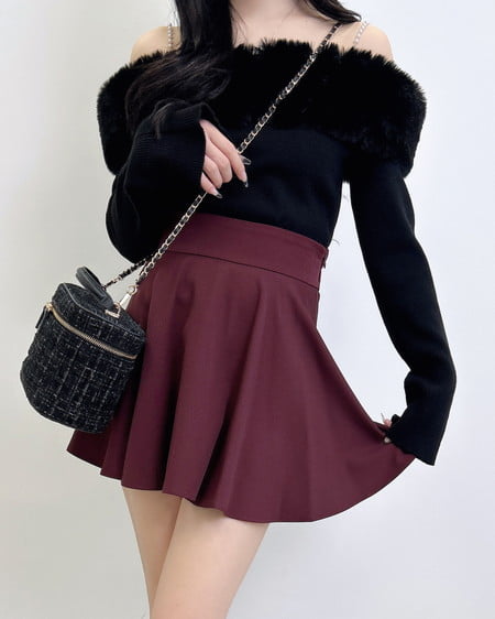 INGNI（イング） 2Wayエコファーオフショルニット ｸﾛ