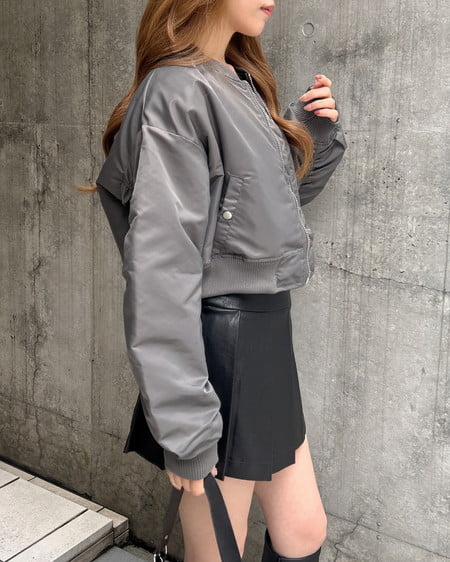 INGNI(イング) クロップド丈MA-1 グレー