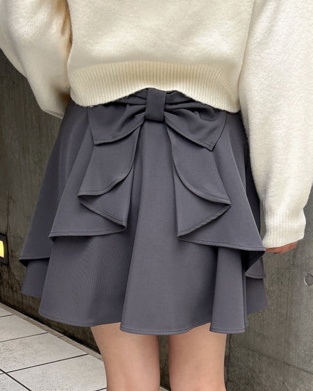 INGNI(イング) バックリボンフレアスカパン グレー