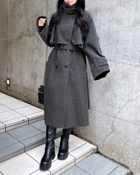 INGNI（イング） 2Wayカラーロングコート ｸﾞﾚｰ/ﾓｸ