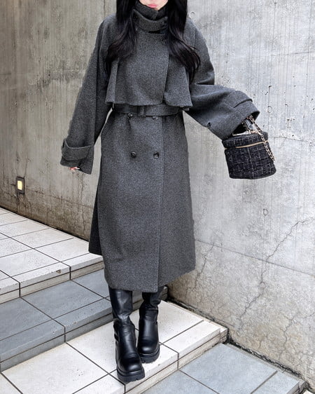 INGNI（イング） 2Wayカラーロングコート ｸﾞﾚｰ/ﾓｸ