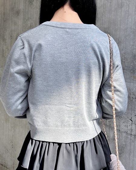 INGNI(イング) プレート付ニットカーディガン グレー