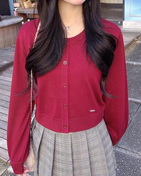 INGNI(イング) プレート付ニットカーディガン ボルドー