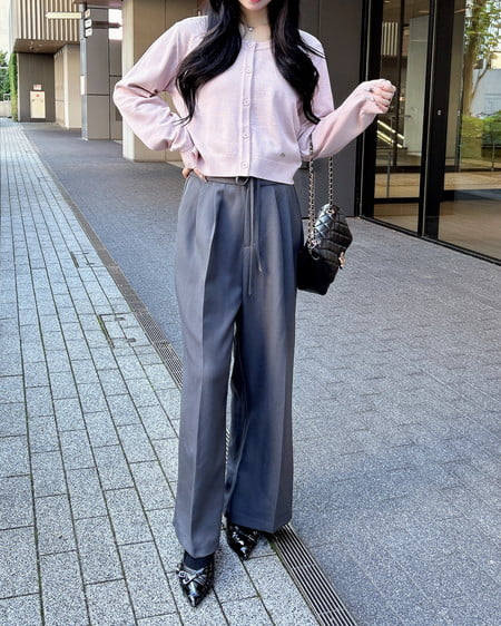 INGNI(イング) プレート付ニットカーディガン ピンク