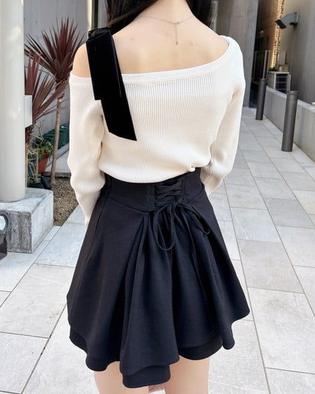 INGNI（イング） リブワンショルベロアリボンニット ｱｲﾎﾞﾘｰ