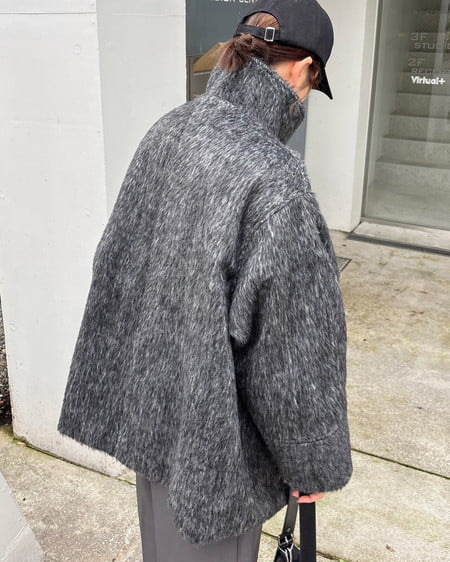 INGNI(イング) スタンドカラーシャギーコート ツィード