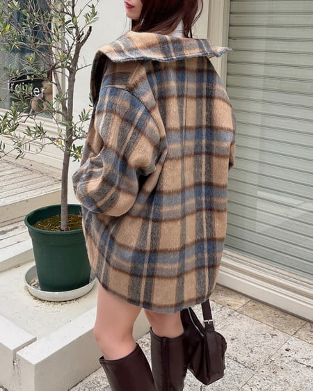 INGNI(イング) スタンドカラーシャギーコート チェック