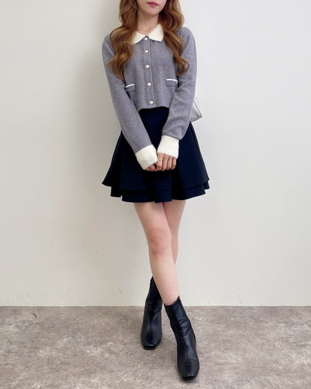 INGNI(イング) バックレースアップタックフレアスカート クロ