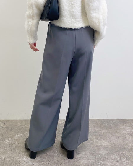 INGNI（イング） 共ベルト付ワイドパンツ ﾁｬｺｰﾙｸﾞﾚｰ