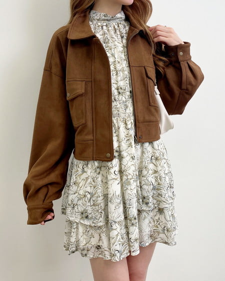 INGNI（イング） フェイクスエードジップショートブルゾン(セットアップ対応) ｷｬﾒﾙ