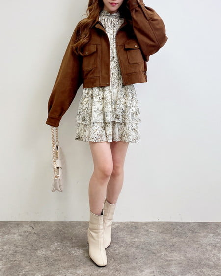 INGNI（イング） フェイクスエードジップショートブルゾン(セットアップ対応) ｷｬﾒﾙ