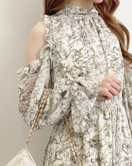 INGNI（イング） 2Wayリボン肩あき花柄ワンピース ｱｲﾎﾞﾘｰ