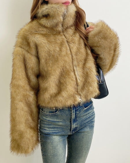 INGNI（イング） フロントジップスタンドカラーエコファーコート ﾌﾞﾗｳﾝ/ﾐｯｸｽ