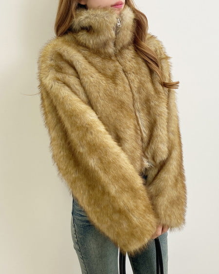 INGNI（イング） フロントジップスタンドカラーエコファーコート ﾌﾞﾗｳﾝ/ﾐｯｸｽ