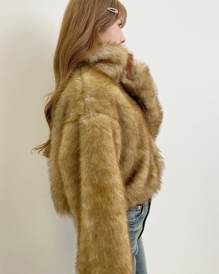 INGNI（イング） フロントジップスタンドカラーエコファーコート ﾌﾞﾗｳﾝ/ﾐｯｸｽ