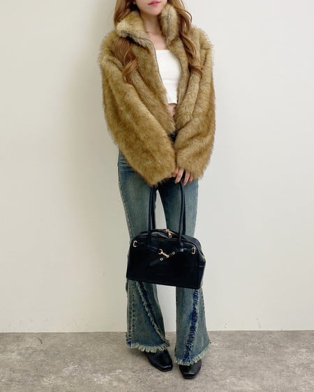 INGNI（イング） フロントジップスタンドカラーエコファーコート ﾌﾞﾗｳﾝ/ﾐｯｸｽ