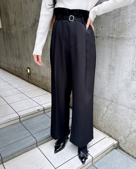 INGNI（イング） 共ベルト付ワイドパンツ ｸﾛ