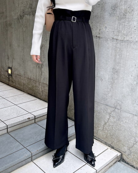 INGNI（イング） 共ベルト付ワイドパンツ ｸﾛ