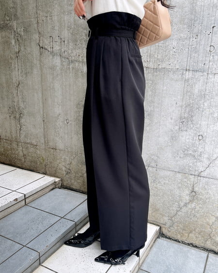 INGNI（イング） 共ベルト付ワイドパンツ ｸﾛ