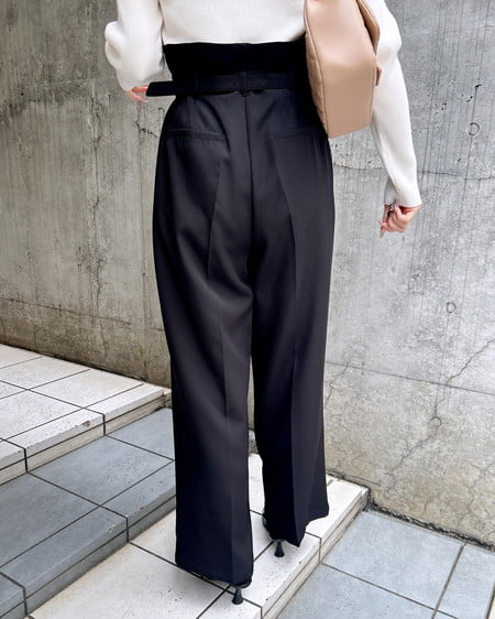 INGNI（イング） 共ベルト付ワイドパンツ ｸﾛ