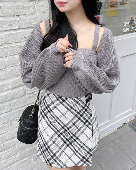 INGNI（イング） サイドダブルベルトチェック柄ラップスカパン ｵﾌｸﾛ/ﾁｪｯｸ