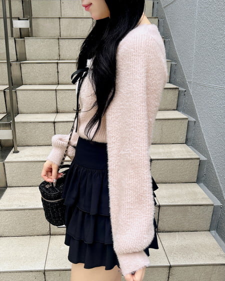 INGNI(イング) フェザーリブデコルテオープンリボンニット ピンク