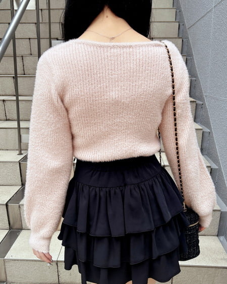 INGNI(イング) フェザーリブデコルテオープンリボンニット ピンク