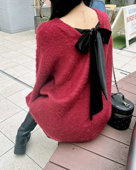 INGNI（イング） バックベロアリボンシャギーチュニックニット ﾎﾞﾙﾄﾞｰ