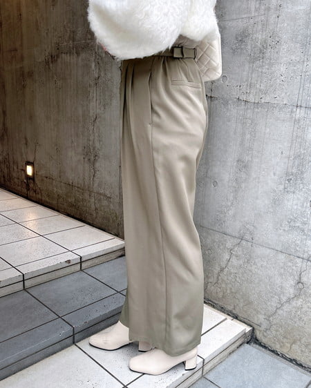 INGNI（イング） 共ベルト付ワイドパンツ ﾍﾞｰｼﾞｭ