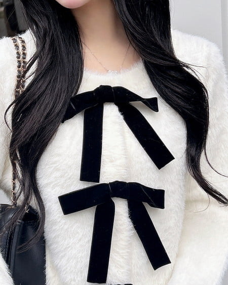 INGNI(イング) ベロアリボンフェザーニットカーディガン アイボリー