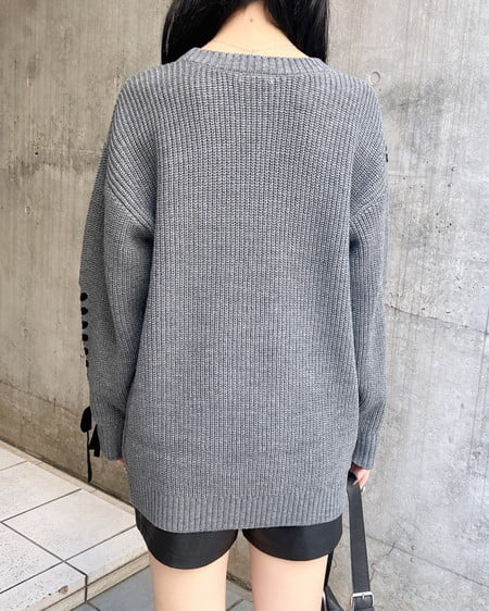 INGNI(イング) レースアップチュニックニット チャコールグレー/クロ