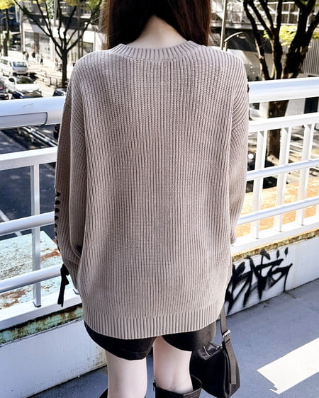 INGNI(イング) レースアップチュニックニット ベージュ/ブラウン