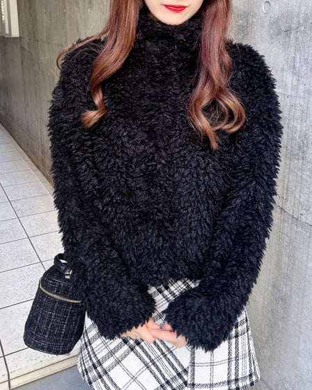 INGNI（イング） リボン付スタンドボアブルゾン ｸﾛ