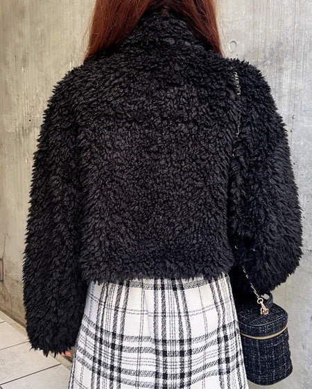 INGNI（イング） リボン付スタンドボアブルゾン ｸﾛ