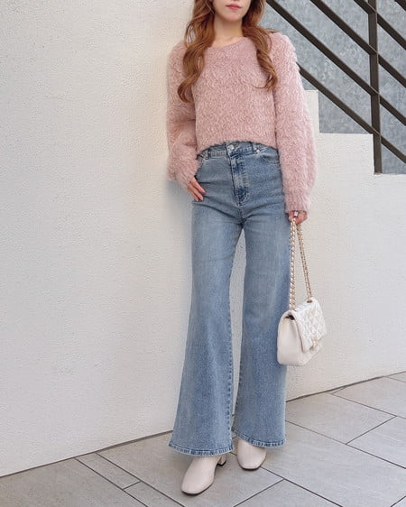 INGNI(イング) 2Wayショート丈シャギーニット ピンク