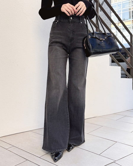 INGNI(イング) フレアデニムパンツ グレー