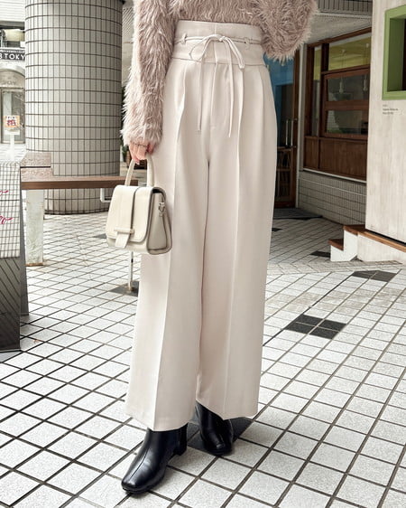 INGNI(イング) ハイウエストリボンパンツ アイボリー