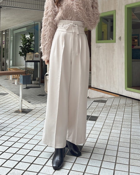 INGNI(イング) ハイウエストリボンパンツ アイボリー