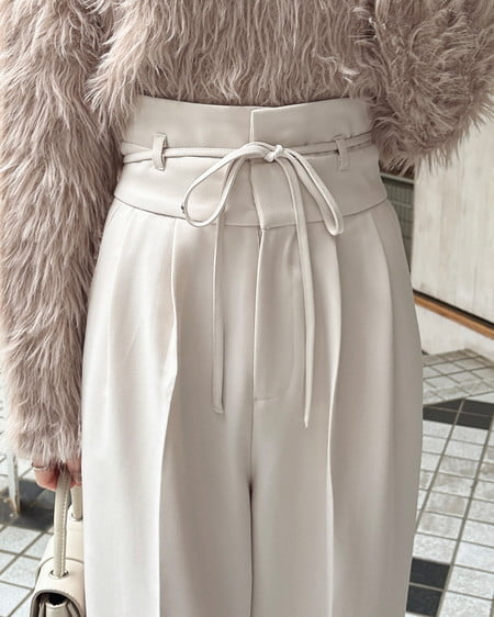 INGNI(イング) ハイウエストリボンパンツ アイボリー