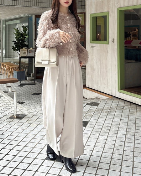 INGNI（イング） ショート丈金ボタンシャギーニットカーディガン ﾓｶ