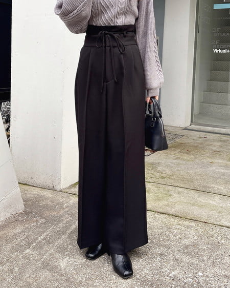 【タイムセール】【プレミアムライン INGNI SOELA】ハイウエストリボンパンツ