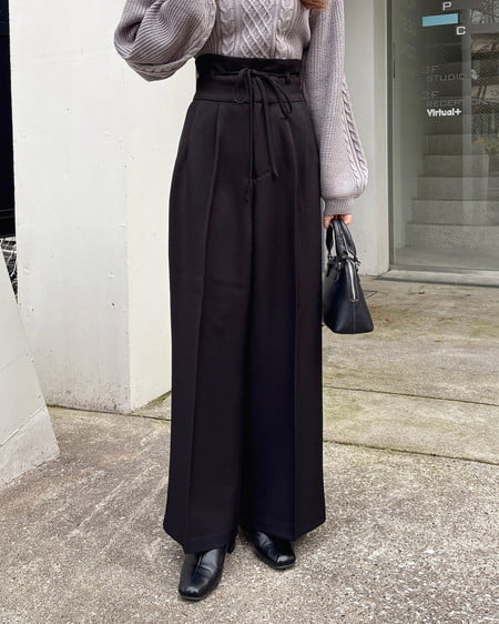 INGNI(イング) ハイウエストリボンパンツ クロ